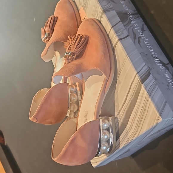 Jeffrey Campbell Pink Suede Pump With A Pearl Heel Accent Seven And A Half - Picture 3 of 12